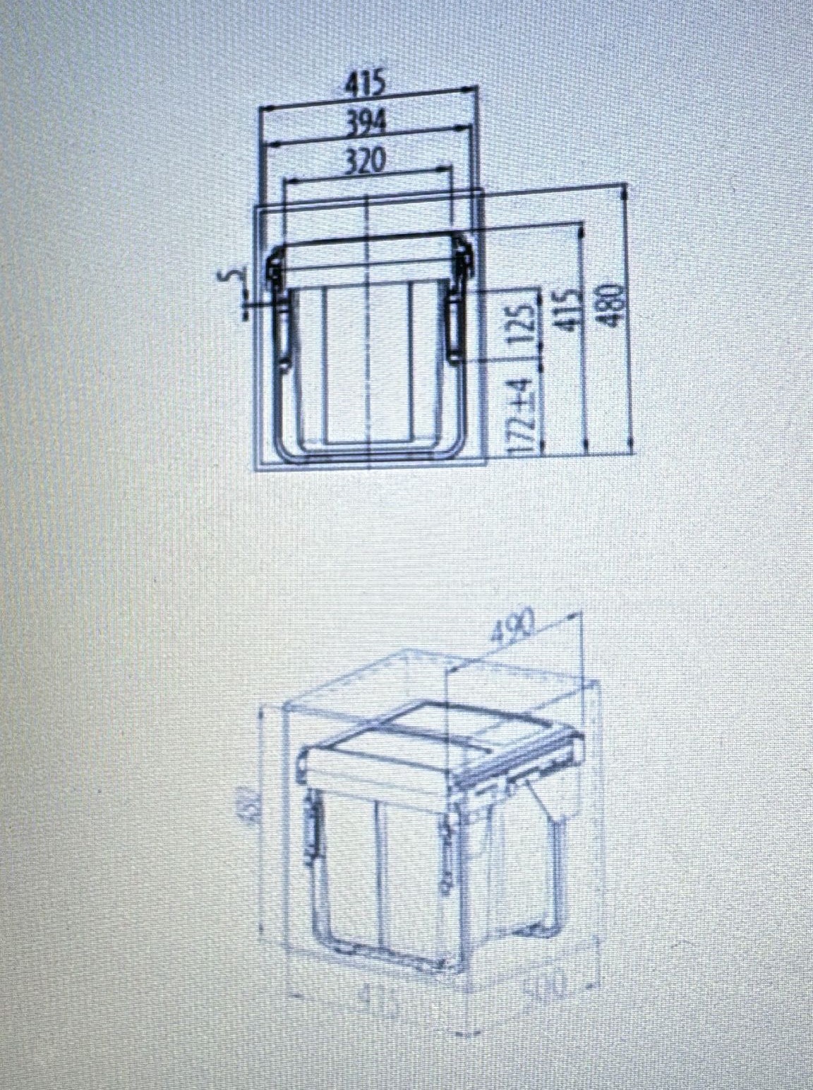 Cos gunoi incorporabil cu amortizare montaj pe usa 2x20L corp 450mm - imagine 3