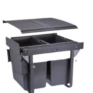 Accesoriu pentru mobilă: Cos gunoi incorporat cu amortizare 2x20l corp 450mm. Compatibil cu bucătării, dormitoare, sufragerii și alte piese de mobilier.