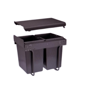 Accesoriu pentru mobilă: Cos gunoi incorporat cu amortizare 2x20l corp 400. Compatibil cu bucătării, dormitoare, sufragerii și alte piese de mobilier.